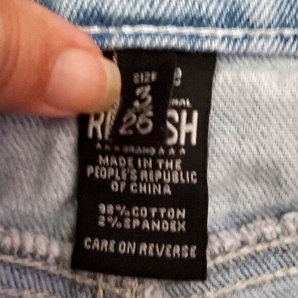 Rewash Light Wash Distressed Fringed High Waist Mom Jean Shorts - Picture 9 of 9